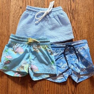The Beaufort Bonnet Company Kids Swim Trunks - Blue and Green Patterns
